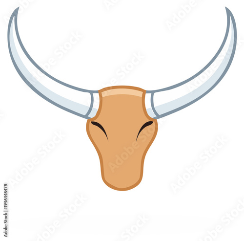 Stylized Longhorn Bull Head with Large Curved Horns Minimalist Vector Art