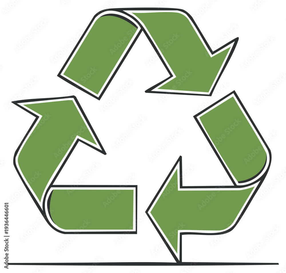 Obraz premium Green recycling arrows symbol representing environmental sustainability and reuse concept