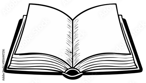 Open blank book with white pages, a symbol of knowledge, learning and imagination