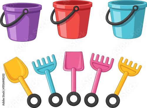 Cute cartoon kids toys set, rubber duck submarine sailboat lifebuoy magnifying glass collection colorful children play vector illustration