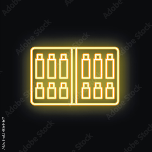 Bright neon yellow usb flash drive organizer icon glowing on a black background