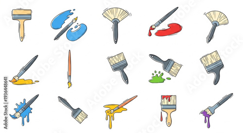 Paintbrushes and Painting Tools Collection.