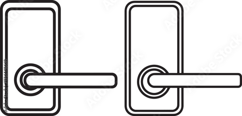 Modern Door Handle Set Icon, Minimalist Line Art for Security, Access, and Interior Design Concepts