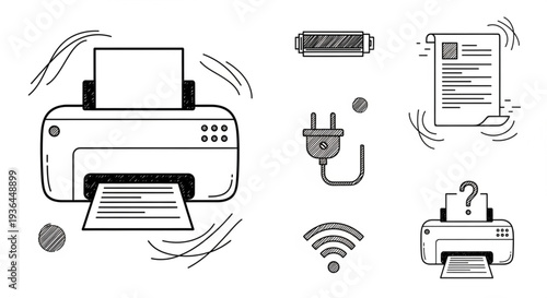 Printer and Accessories Illustration Details.