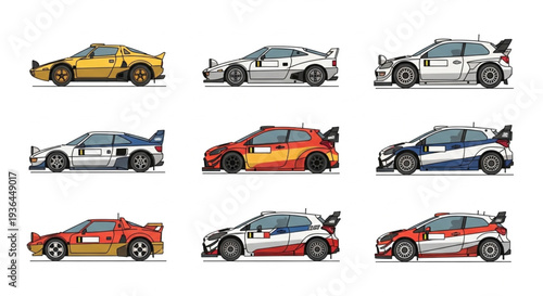 Racing Cars Side View Illustration.