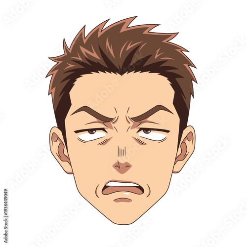 Anime man with a disgusted expression on his face.