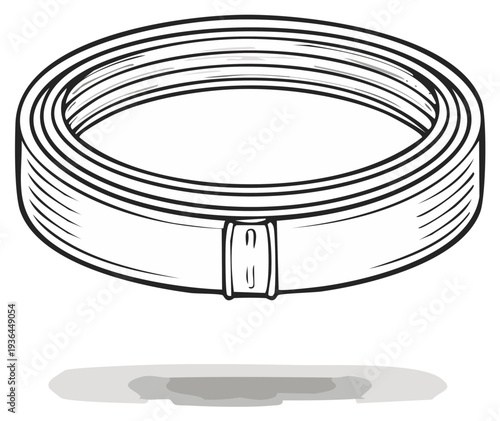 Illustrative circular jewelry, wrist cuff, bracelet design, vector metal band with shadow, fashion accessory adornment isolated graphic