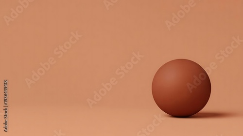 Spherical Terracotta Object on Monochromatic Background
