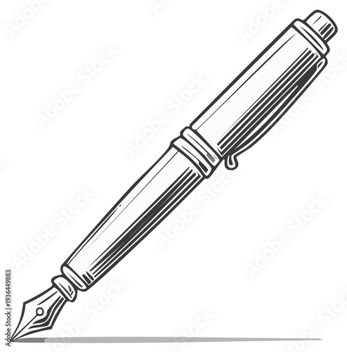 Classic Fountain Pen with Nib Detail Elegant Writing Instrument and Calligraphy Tool