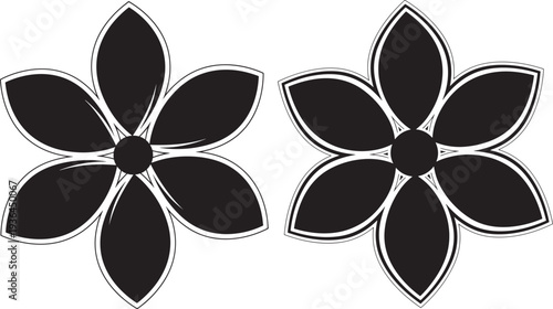 Stylized Flower Icon, Black and White Outline Graphics for Nature, Beauty, and Decoration