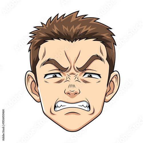 Mans face showing intense frustration and anger expression.