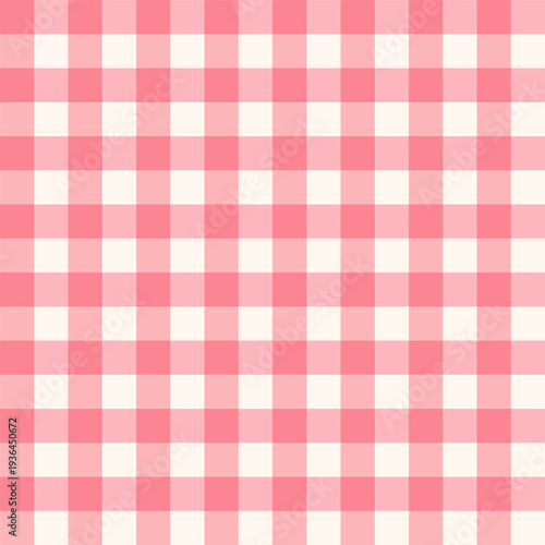 Pink and red gingham seamless pattern. Classic plaid checkered background for nursery, textiles, digital design and scrapbooking.