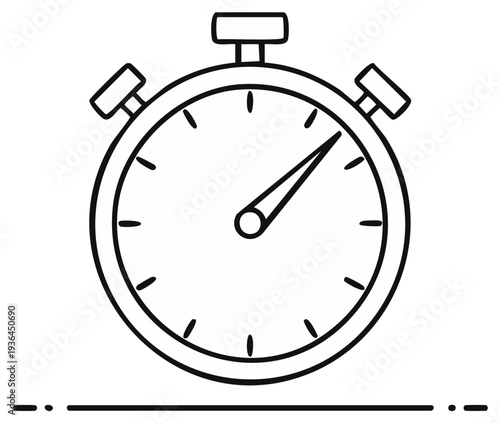 Hand Drawn Stopwatch Icon With Pointer Line Art Timer Symbol