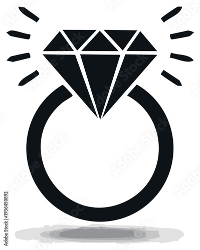 Diamond engagement ring illustration, symbol of love and commitment.