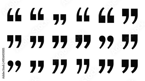 A group of black quotation marks on a white background