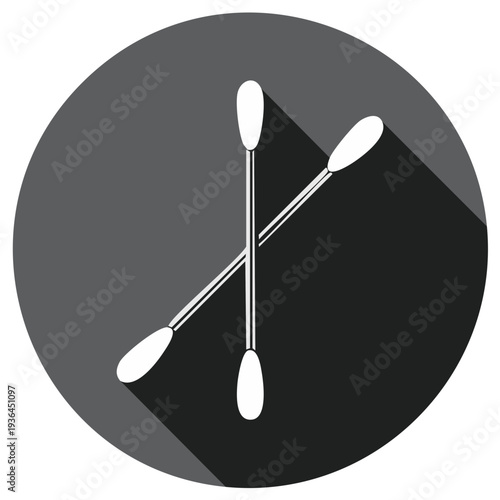 Illustration of cotton swabs on a dark gray circular background