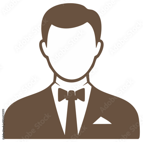 Sophisticated Professional Man Icon Wearing Suit and Bow Tie