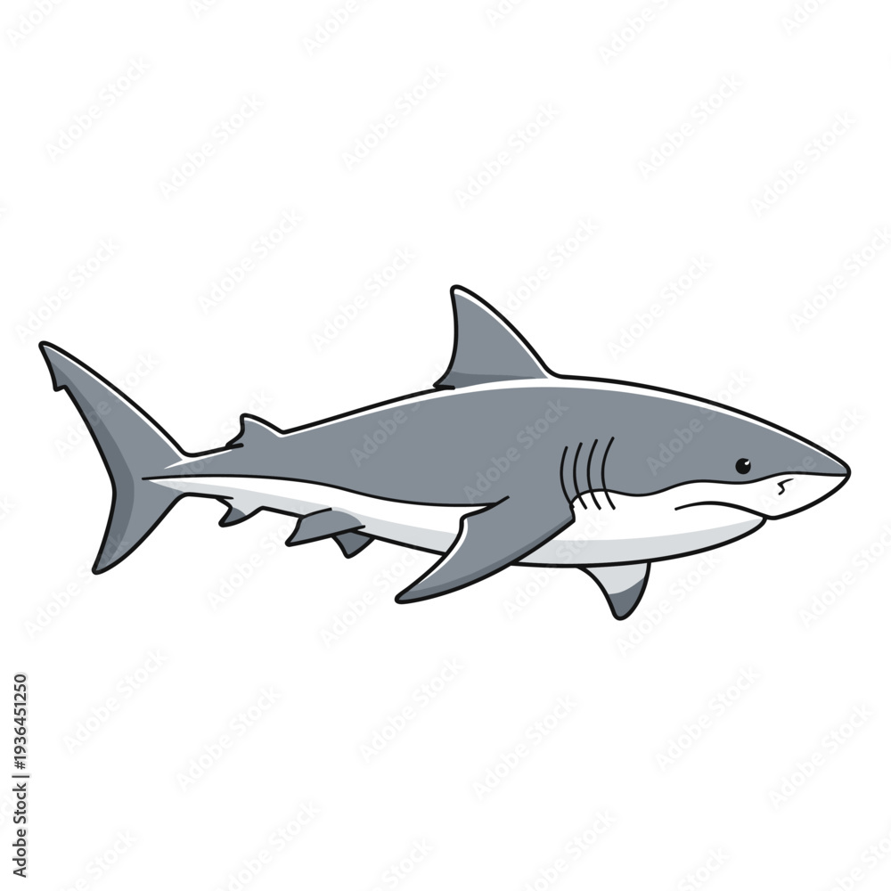 Fototapeta premium Cartoon Great White Shark Illustration