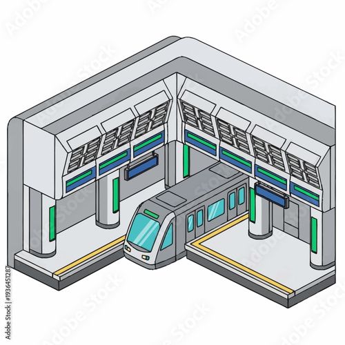 Underground Train Station with Modern Architecture.