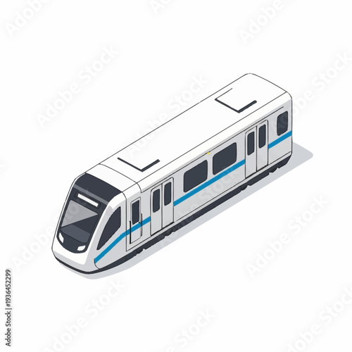 Modern White Train with Blue Accents.