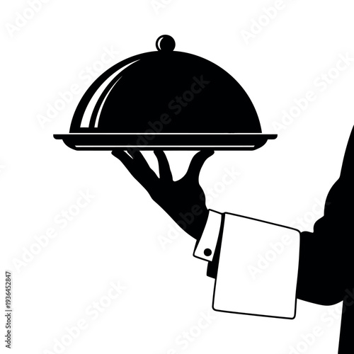 Waiter Hand Holding Serving Tray Illustration