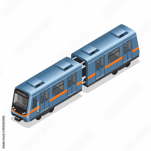 Blue Subway Train Cars Connected Together.