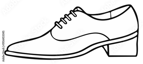 Outline of a classic men's shoe with laces and heel.