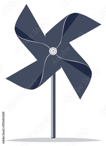 Illustration of a blue pinwheel standing up against a plain white background