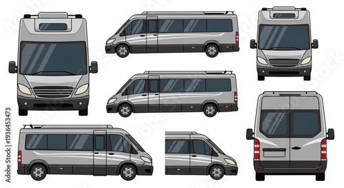 Silver Camper Van Multiple Angles.