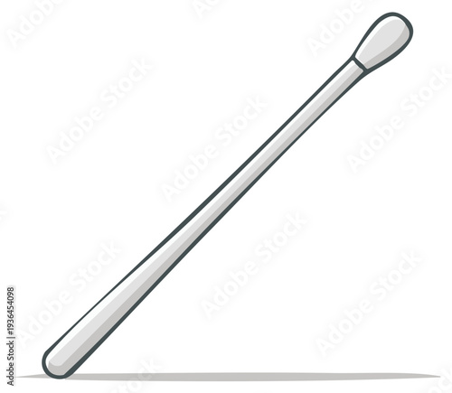 Single cotton swab isolated on white background simple illustration for hygiene and cleaning