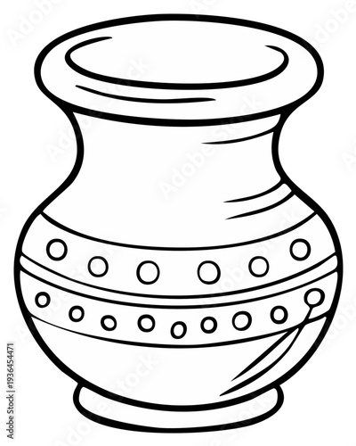 Outlined illustration of a decorative ceramic vase