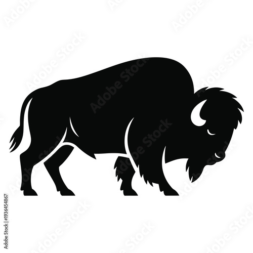 vector illustration of a silhouette of a buffalo
