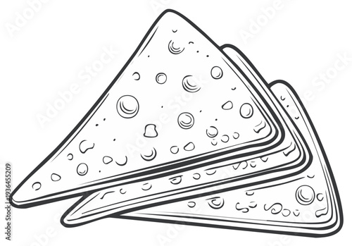 Stack of Triangle Crepes Outline Vector Illustration Pancake Cartoon Style