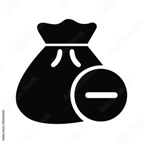 Money bag with minus symbol icon