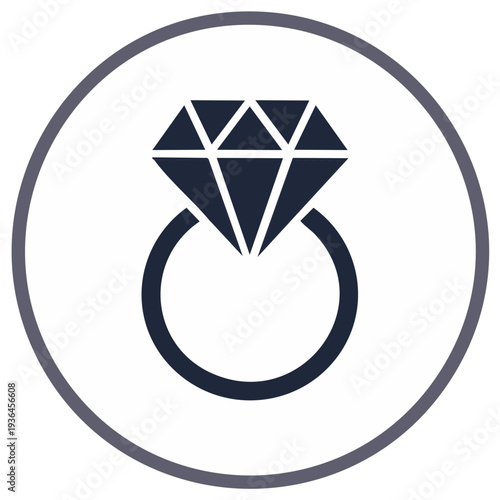 Diamond ring icon. Simple flat vector graphic for engagement, marriage, or luxury concepts.