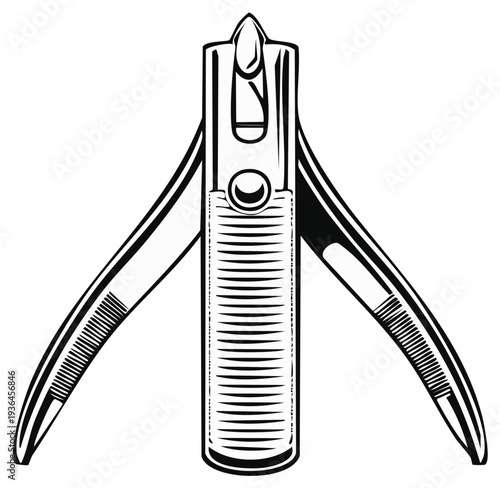 Monochrome Illustration of Nail Clippers for Manicure and Pedicure at Home