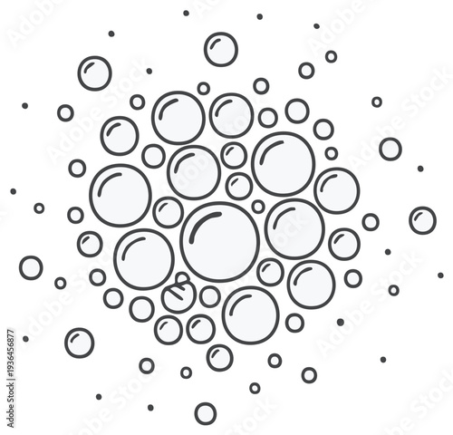 Abstract cluster of diverse sized bubbles and dots, representing effervescence or a scientific pattern.