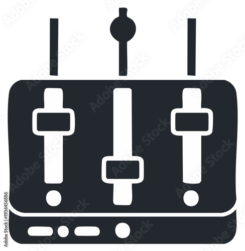 Audio Mixer Control Panel with Sliders and Knobs Simple Vector Icon