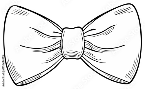 Elegant bow tie illustration in black and white, depicting formal wear and sophistication.