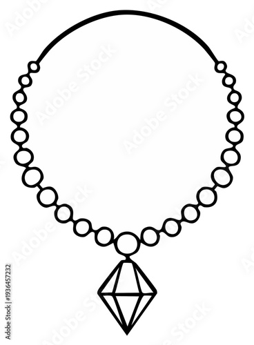 Elegant Necklace with Diamond Pendant Vector Illustration