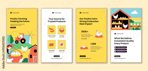 Flat Hand Drawn Cartoon Poultry Farm Social Media Story Template Background
