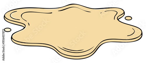 Hand drawn illustration of a light brown liquid spill with smooth edges and small droplets