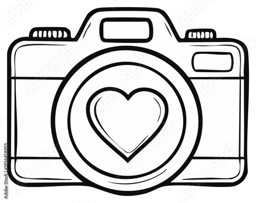 Camera Icon with Heart Shape Inside Design Concept