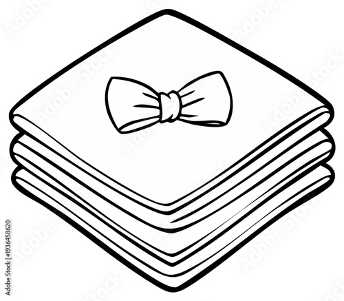 Stacked handkerchiefs with bow tie illustration