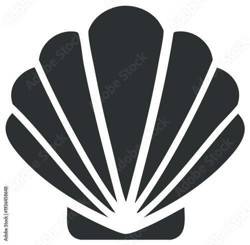 Stylized Dark Shell Illustration Summer Beach Seashell Marine Mollusk Graphic Design Element