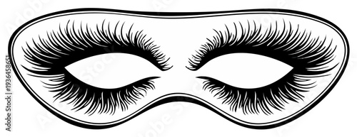 Elegant Masquerade Mask with Elaborate Eyelashes and Closed Eyes Design