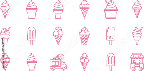Ice cream colorful seamless pattern with playful frozen dessert cones and sweet summer treats for wrapping paper