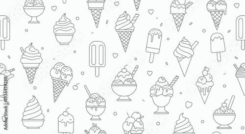 Ice cream dessert icon collection with sweet frozen treats cone gelato and popsicle vector illustration