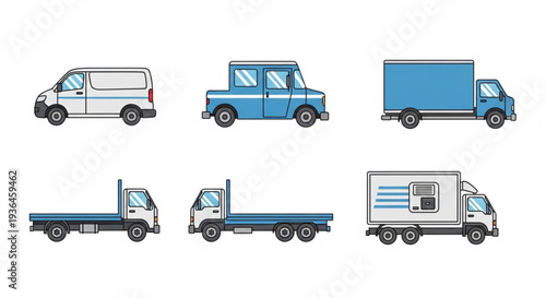Various Delivery Vans and Trucks.