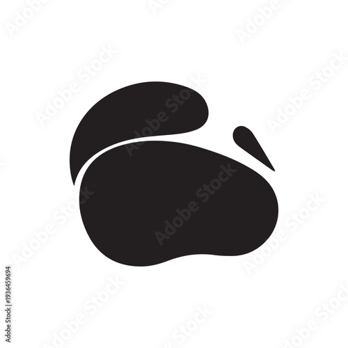 Minimalist Black Swan Silhouette Resting Gracefully on White Water